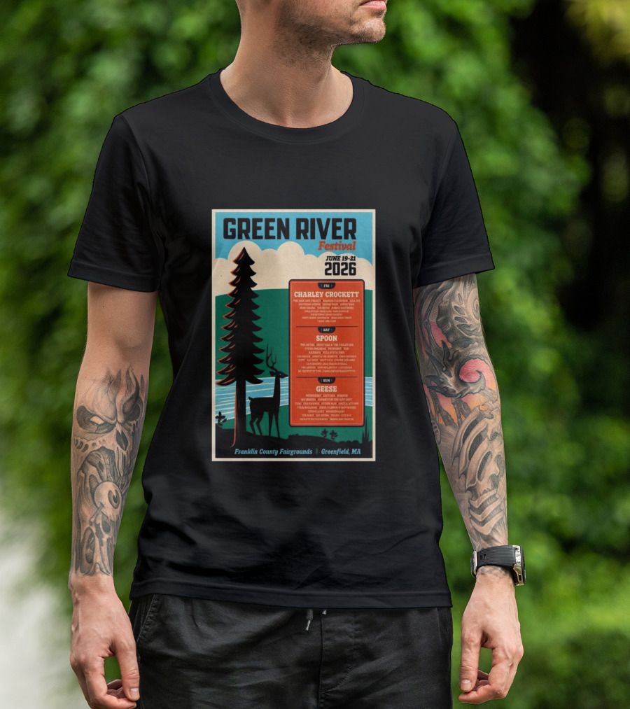 Green River Festival June 19 21 2026 Franklin County Fairgrounds Greenfield MA Featuring Charley Crockett Spoon Geese T-Shirt