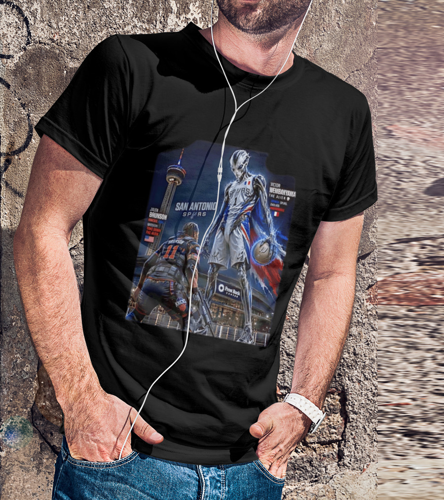 Jalen Brunson Knicks Battle Victor Wembanyama Alien Spurs Showdown San Antonio T-Shirt
