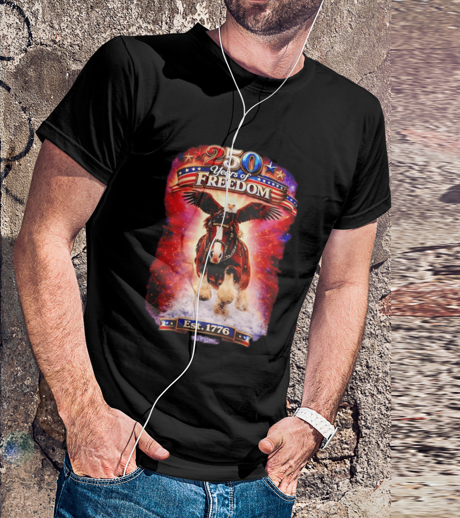 Budweiser 250 Years Of Freedom Eagle Horse Est. 1776 American Patriotic T-Shirt