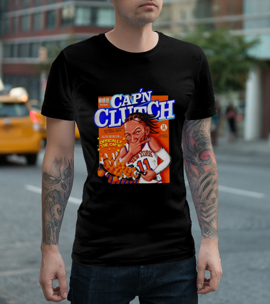 Cap'n Clutch Jalen Brunson New York Offically The Cap'n Cereal Box Comic T-Shirt