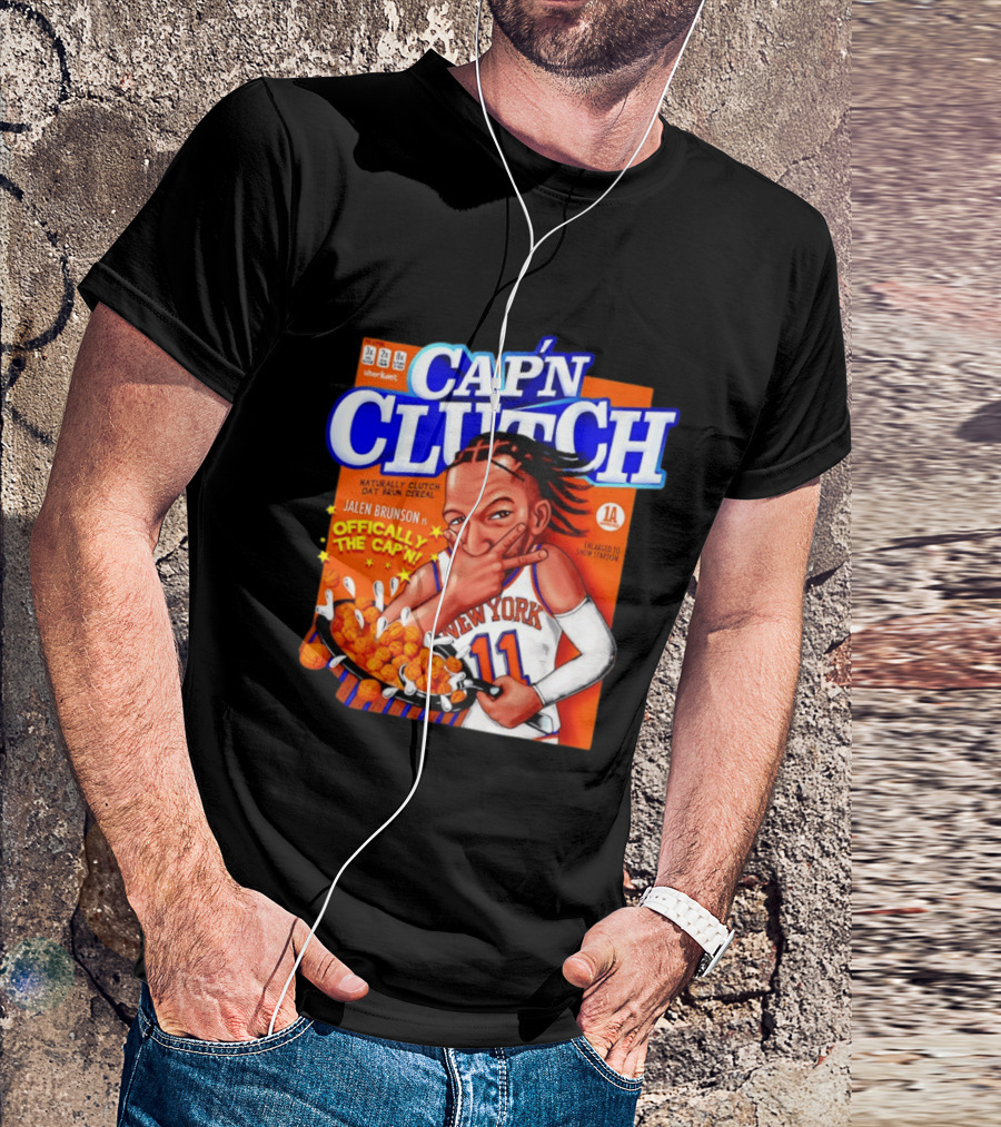 Cap'n Clutch Jalen Brunson New York Offically The Cap'n Cereal Box Comic T-Shirt