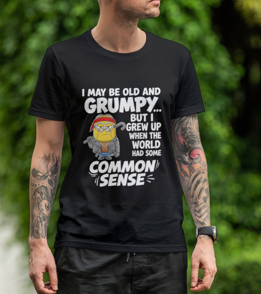 Dave The Minion I May Be Old And Grumpy But I Grew Up When The World Had Some Common Sense T-Shirt