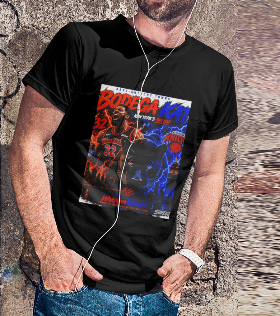 Bodega KAT Karl Anthony Towns Wakaina Knicks 2026 New York's Big Cat 32 T-Shirt