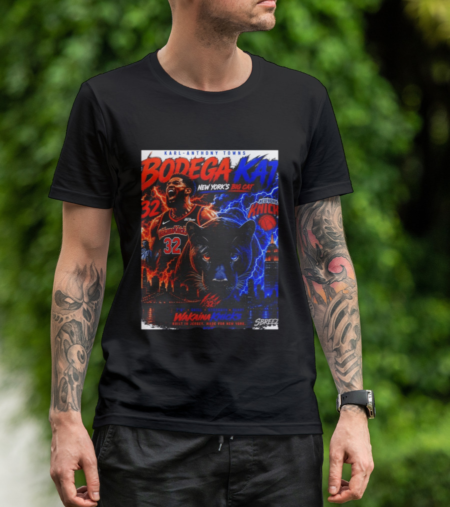 Bodega KAT Karl Anthony Towns Wakaina Knicks 2026 New York's Big Cat 32 T-Shirt