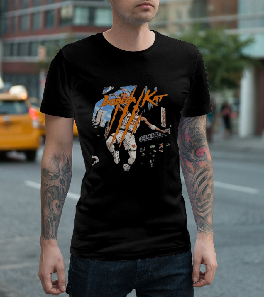 Bodega Kat Basketball Scratch Street Deli Grocer Basketball Player T-Shirt