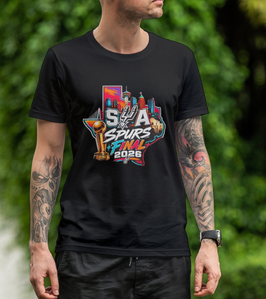 San Antonio Spurs 2026 Final Trophy Texas Skyline SA Spurs T-Shirt