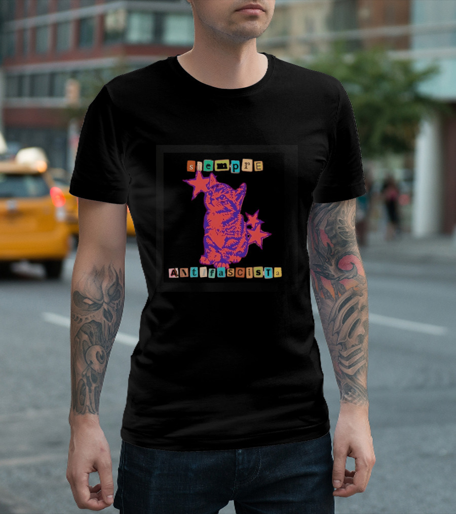 Siempre Antifascista Cat Star Blocks T-Shirt