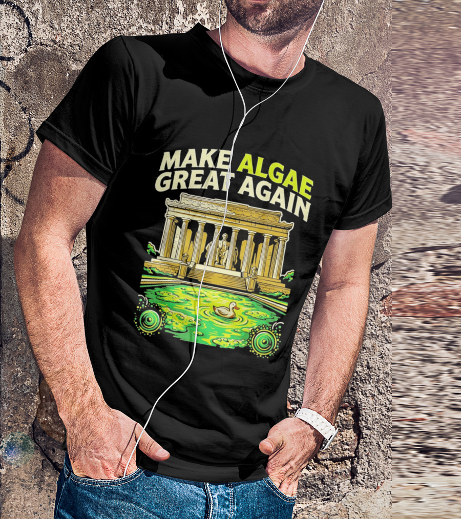 Make Algae Great Again Greek Temple Duck Pond Political Satire T-Shirt