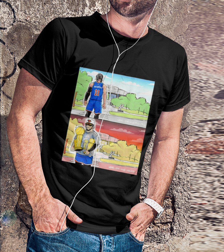 Maki Brunson NY Knicks Jalen Brunson NBA Champs June 13th Morning Night Trophy Comic T-Shirt