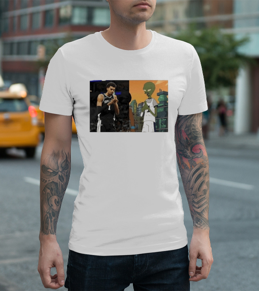 2026 Victor Wembanyama Spurs Alien Meme Basketball Fans T-Shirt