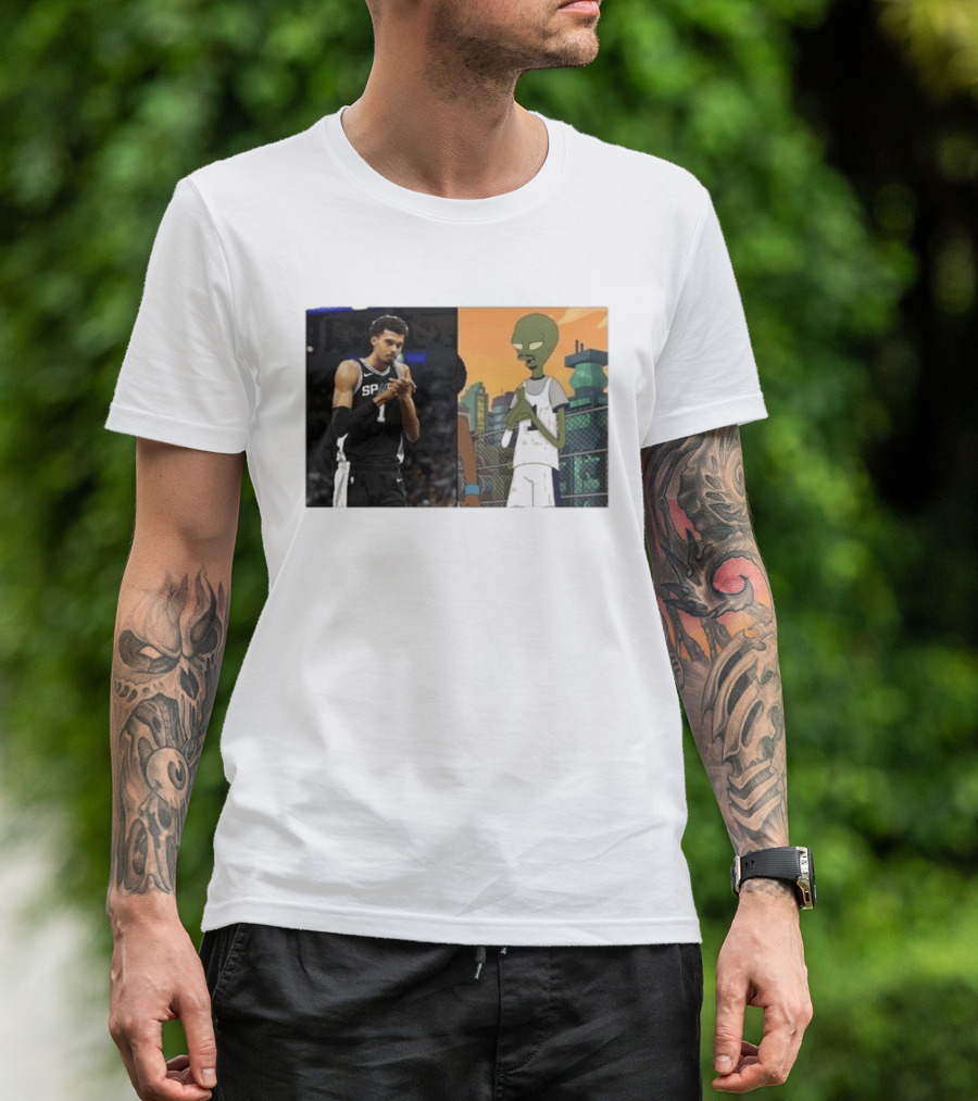 2026 Victor Wembanyama Spurs Alien Meme Basketball Fans T-Shirt