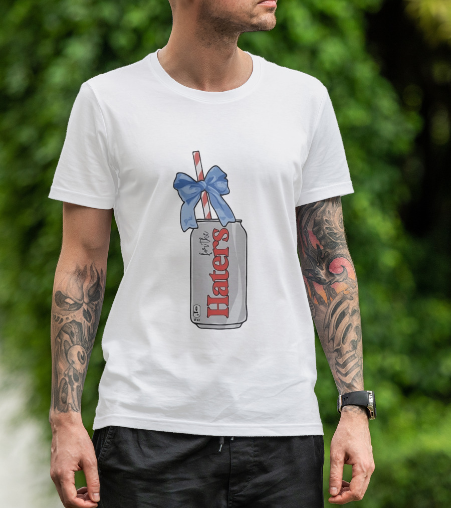 For The Haters Diet Coke Can With Blue Ribbon Bow And Straw T-Shirt
