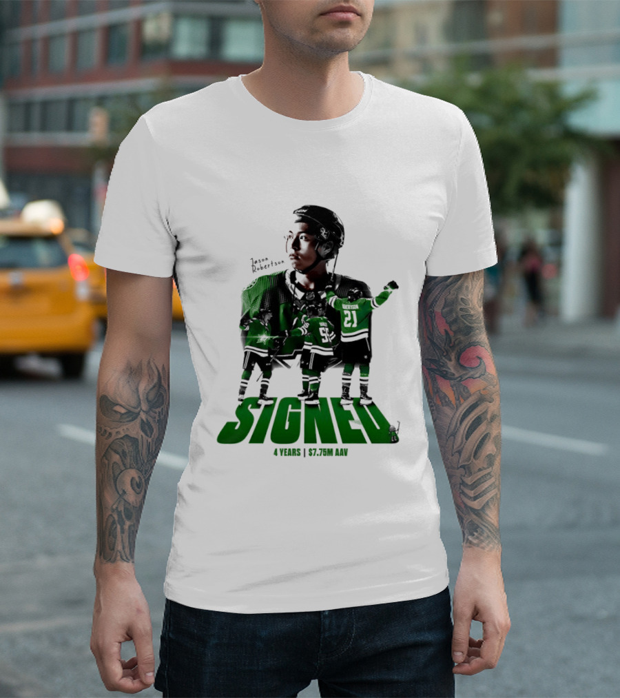 Jason Robertson Signed Dallas Stars 4 Years $7.75M AAV Contract T-Shirt