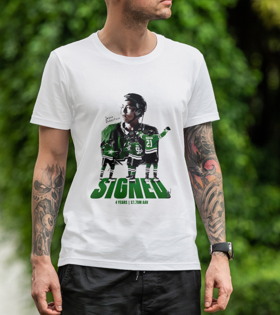 Jason Robertson Signed Dallas Stars 4 Years $7.75M AAV Contract T-Shirt