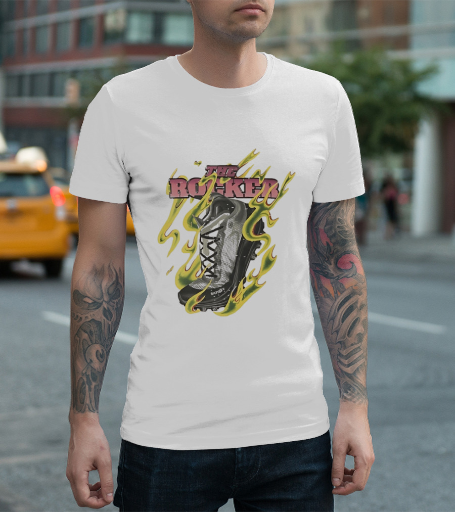 The Rocker Satisfy Running Original Trailblazer Flame Boot T-Shirt