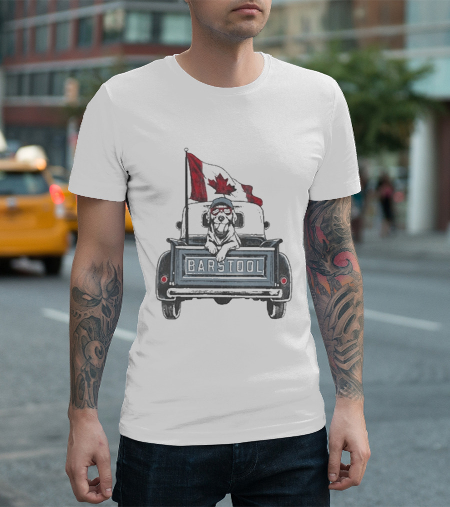 Barstool Truck Life Canadian Flag Dog T-Shirt