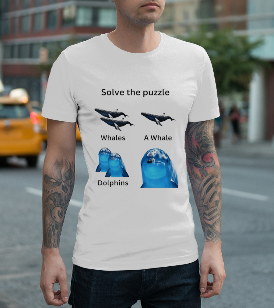 Solve The Puzzle Whales A Whale Dolphins Wordplay T-Shirt