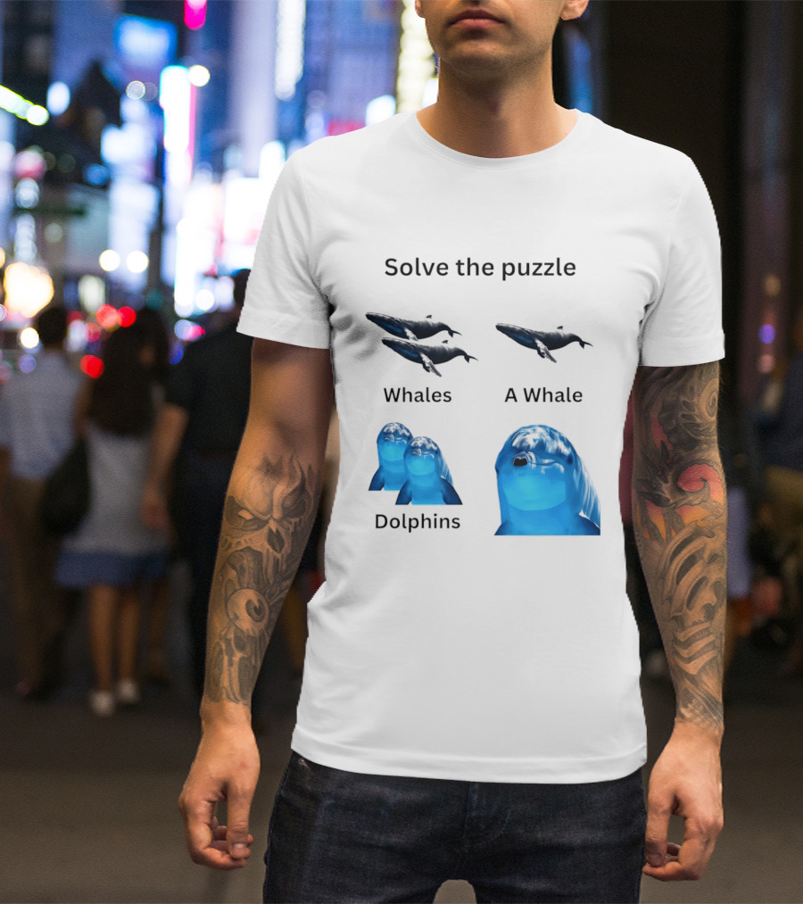 Solve The Puzzle Whales A Whale Dolphins Wordplay T-Shirt