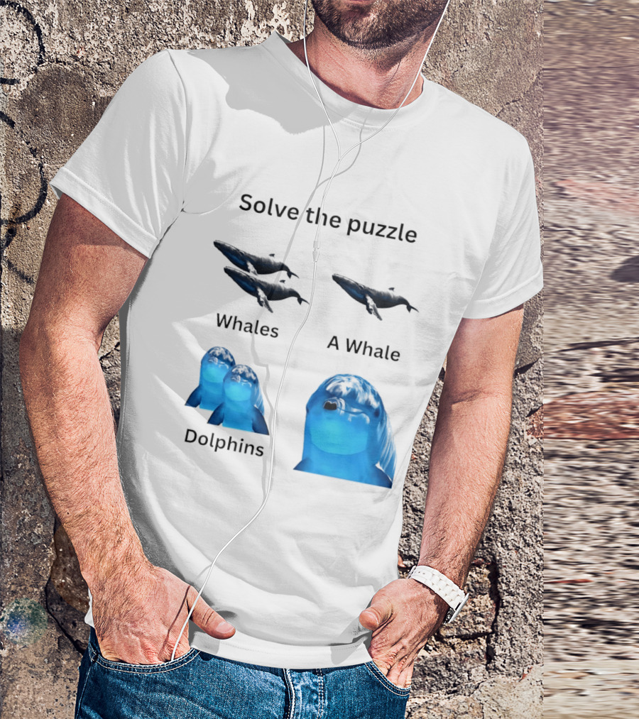 Solve The Puzzle Whales A Whale Dolphins Wordplay T-Shirt