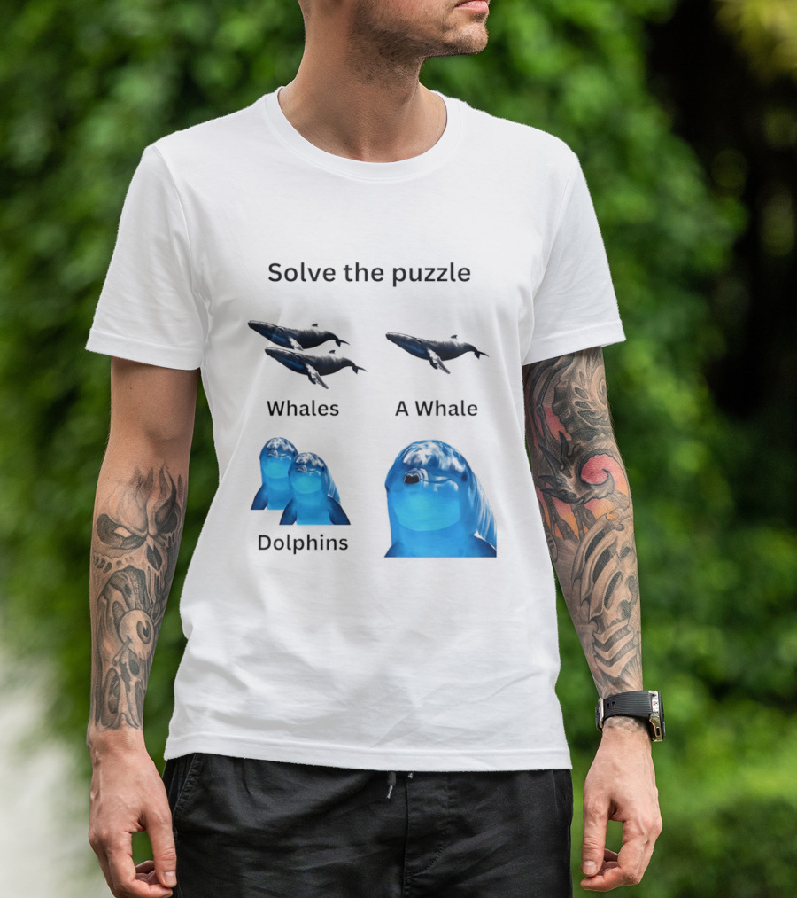 Solve The Puzzle Whales A Whale Dolphins Wordplay T-Shirt
