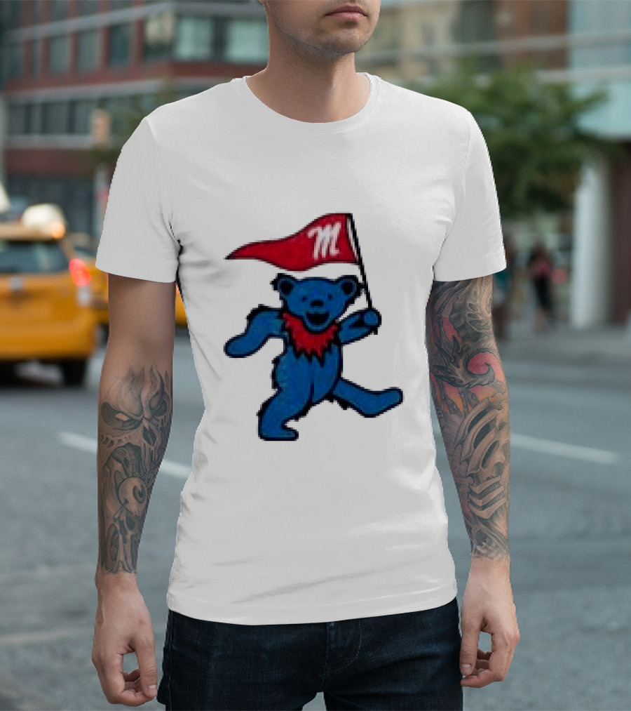 Grateful Dead Ole Miss Rebels Bears M Flag T-Shirt