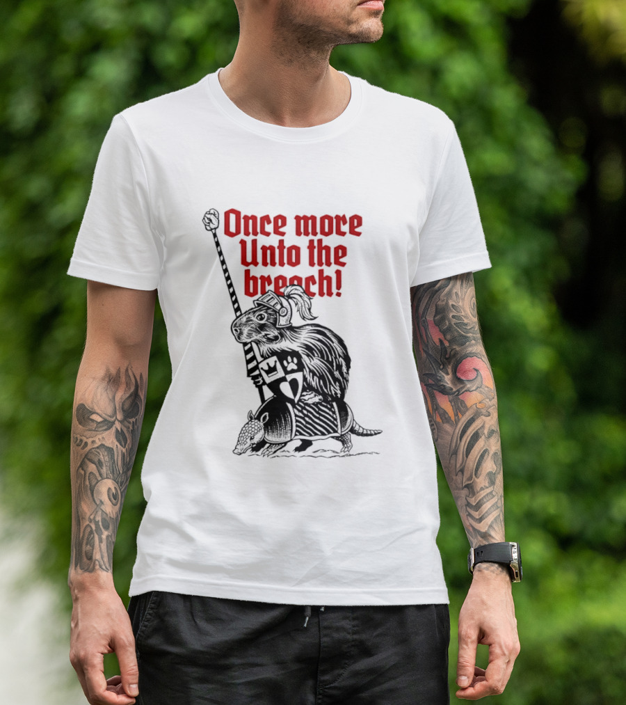 Sir Capy Once More Unto The Breach Knight Capybara With Sword T-Shirt