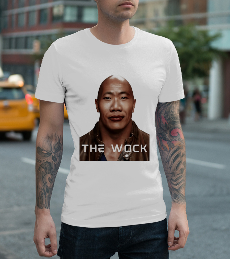 The Wock Parody Face Mashup The Rock And Wok T-Shirt