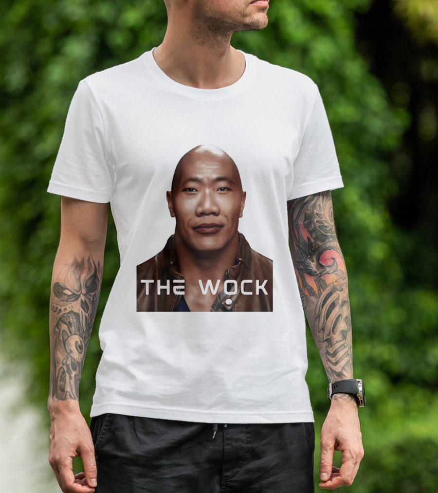The Wock Parody Face Mashup The Rock And Wok T-Shirt