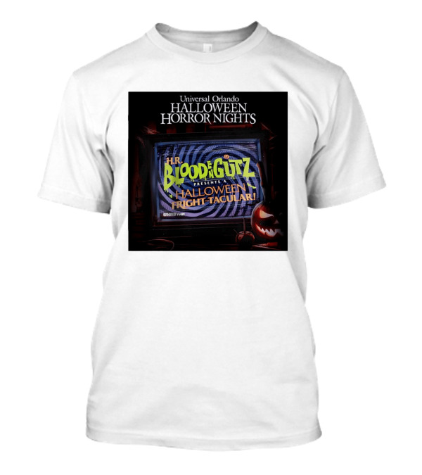 Universal Orlando Halloween Horror Nights HR Blood N Gutz Presents A Halloween Fright Tacular TV Experience T-Shirt