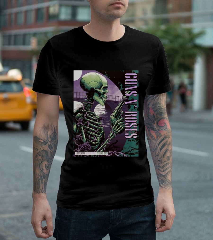 Guns N Roses Amsterdam Ziggo Dome 20 June 2026 Skeleton Bridge T-Shirt