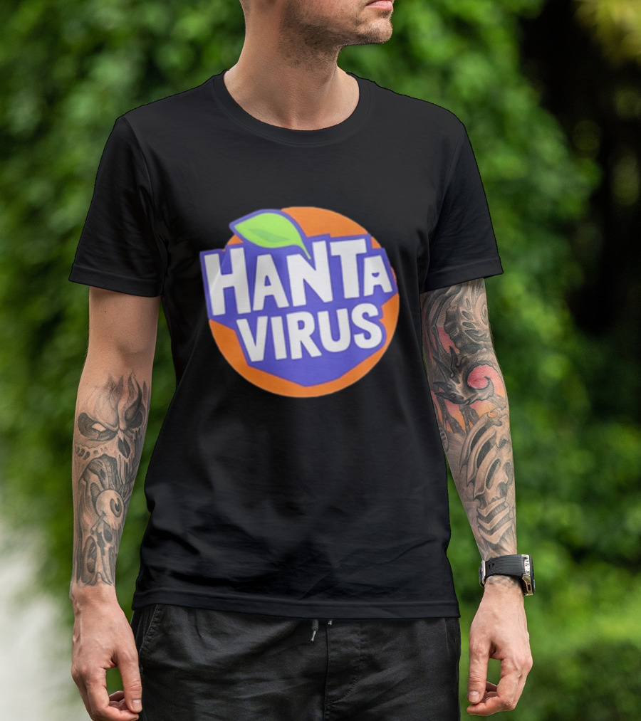 Hanta Virus Fanta Orange Circle With Green Leaf T-Shirt
