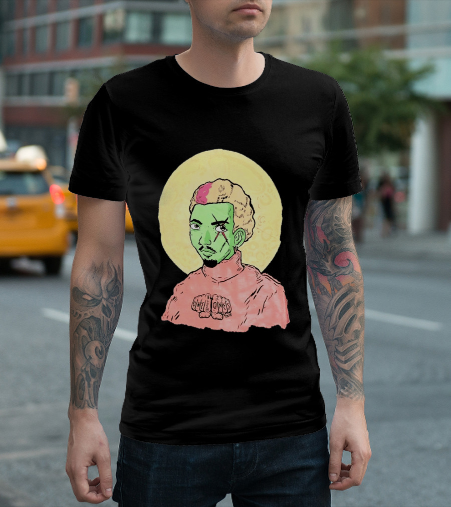 Chris Brown One Of Them Ones Tour 2026 Green Face Pink Hair Halo T-Shirt