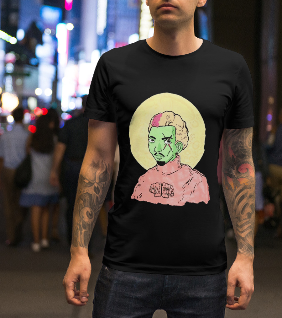 Chris Brown One Of Them Ones Tour 2026 Green Face Pink Hair Halo T-Shirt