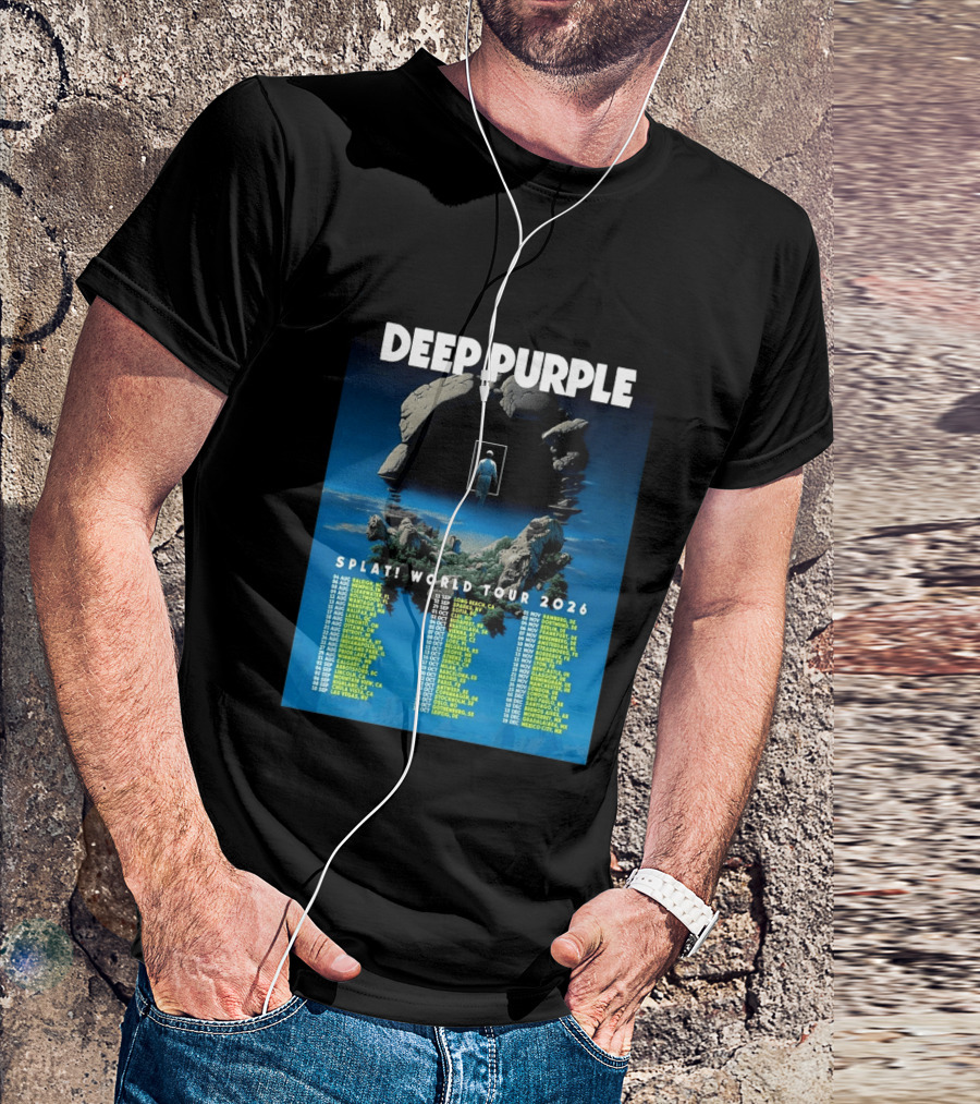 Deep Purple Splat World Tour 2026 Schedule And Dates Raleigh To Mexico City T-Shirt