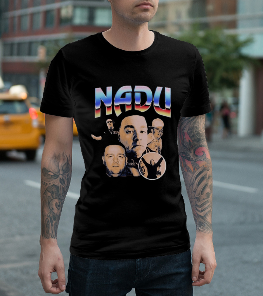 Nadu Multicolor Bold Text And Multiple Faces T-Shirt