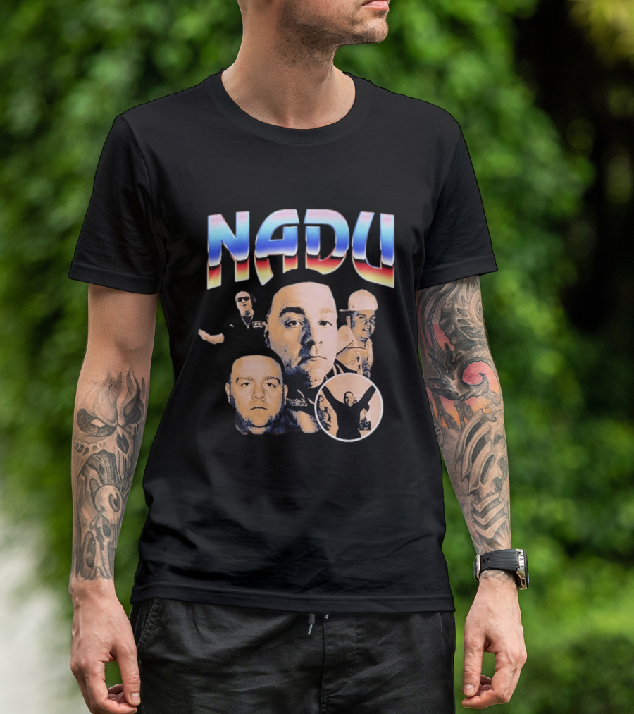 Nadu Multicolor Bold Text And Multiple Faces T-Shirt