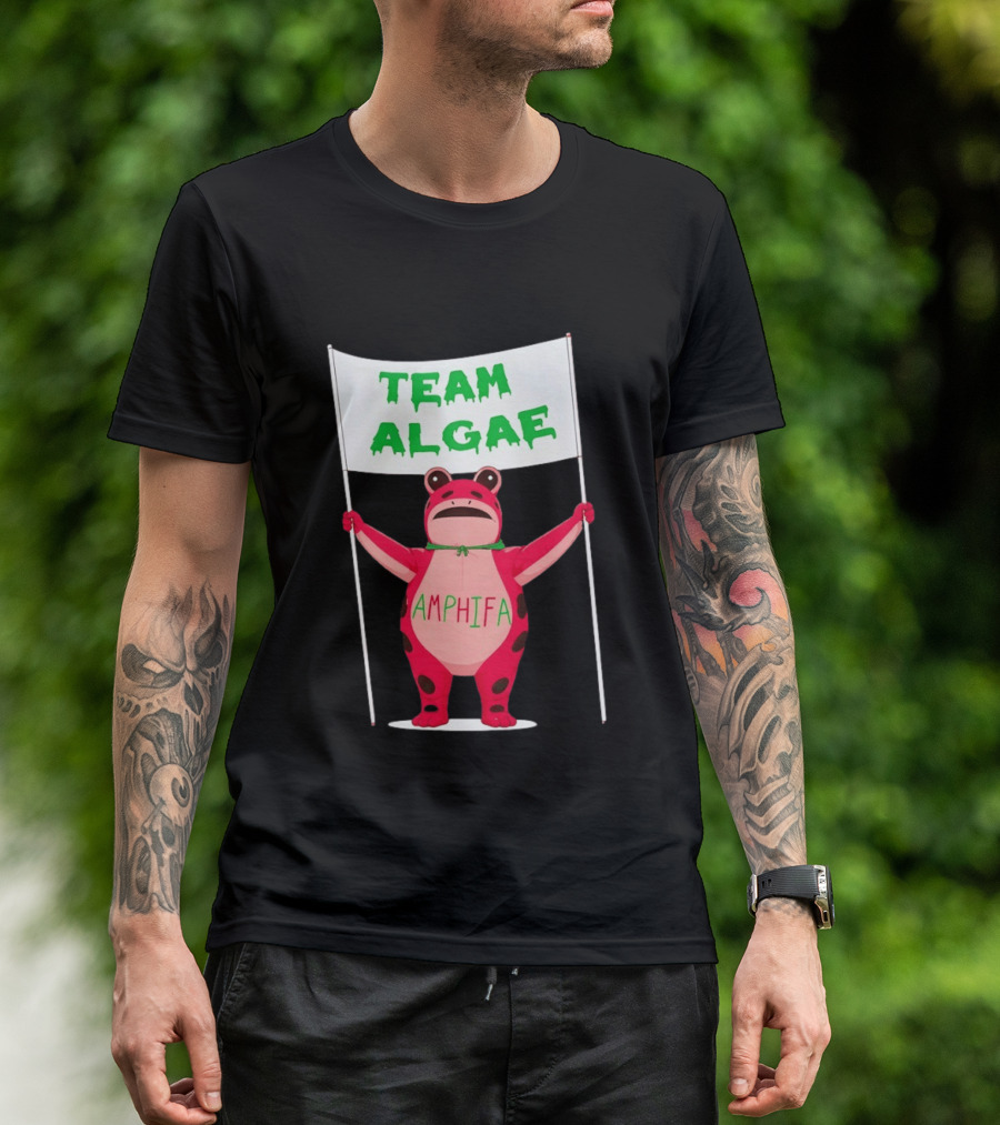 Team Algae Amphifa Frog Holding Banner T-Shirt