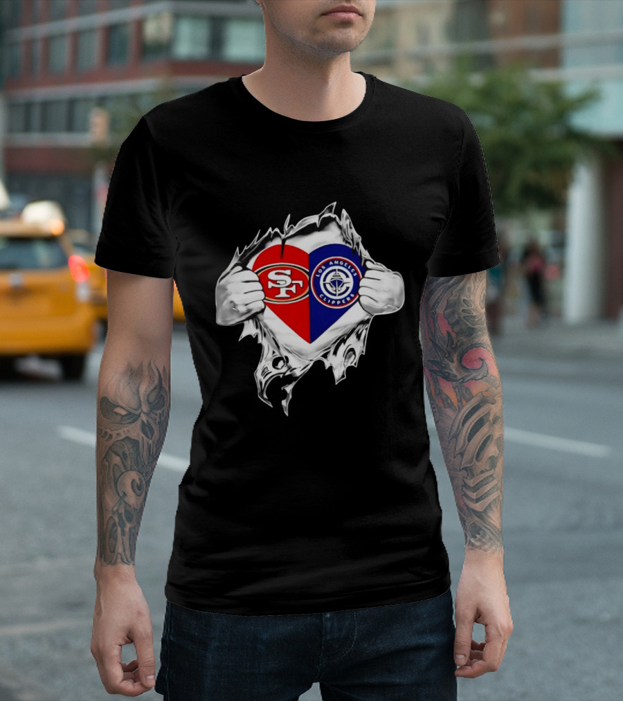 LA Clippers San Francisco 49ers Heart Scratch Dual T-Shirt