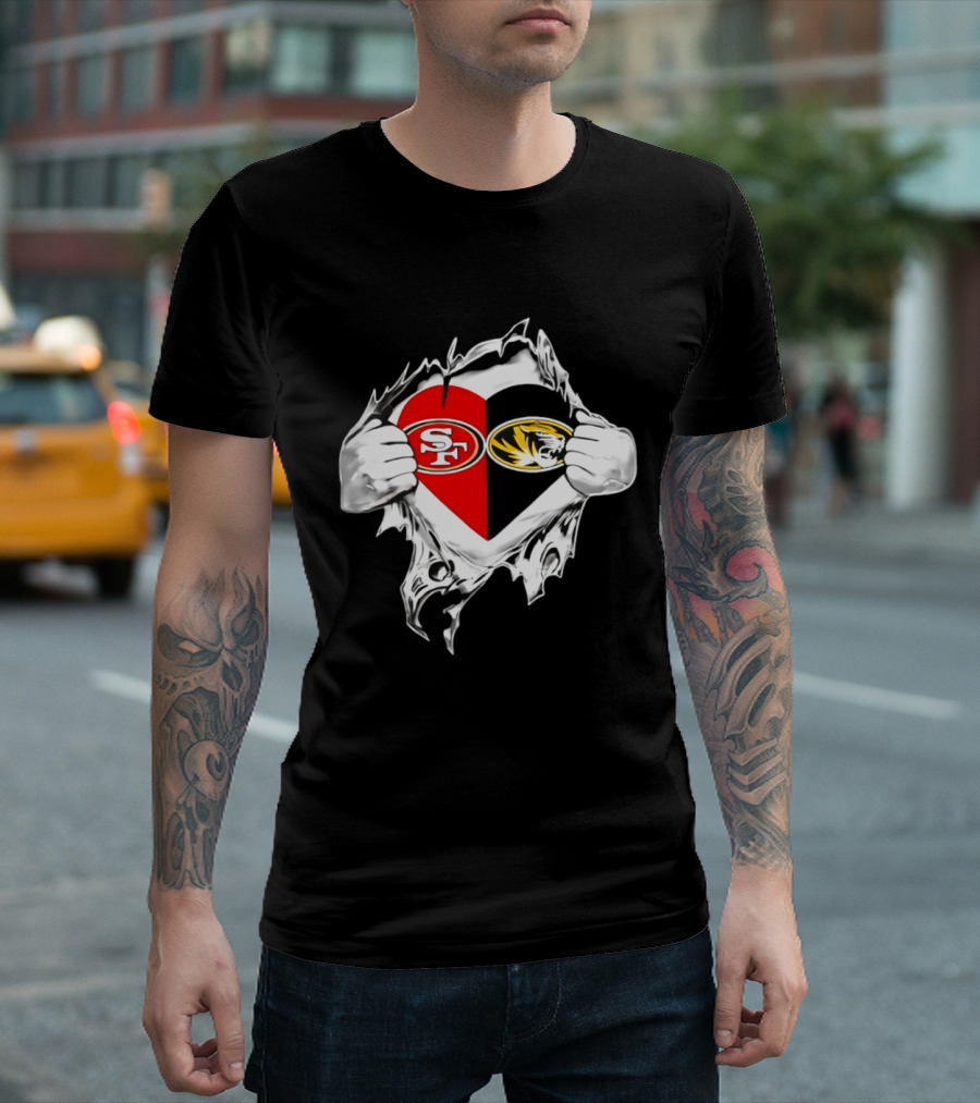 Missouri Tigers San Francisco 49ers Heart Logo Fan Passion T-Shirt