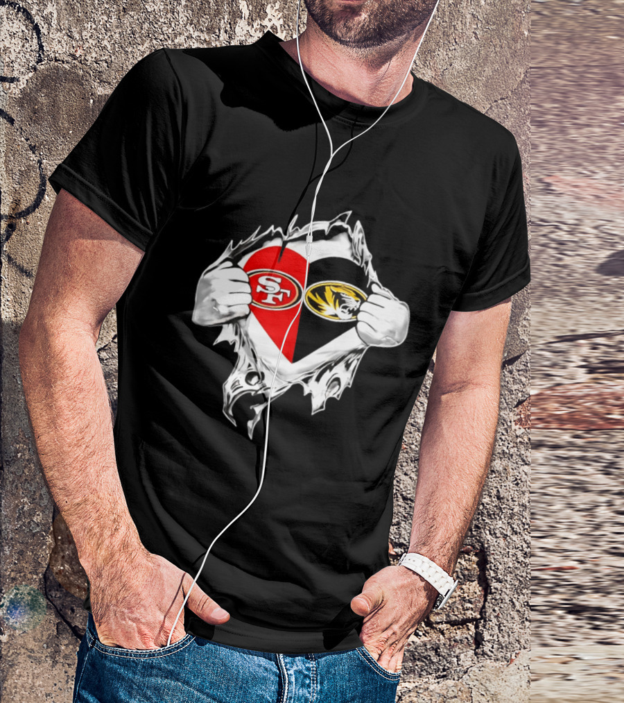 Missouri Tigers San Francisco 49ers Heart Logo Fan Passion T-Shirt