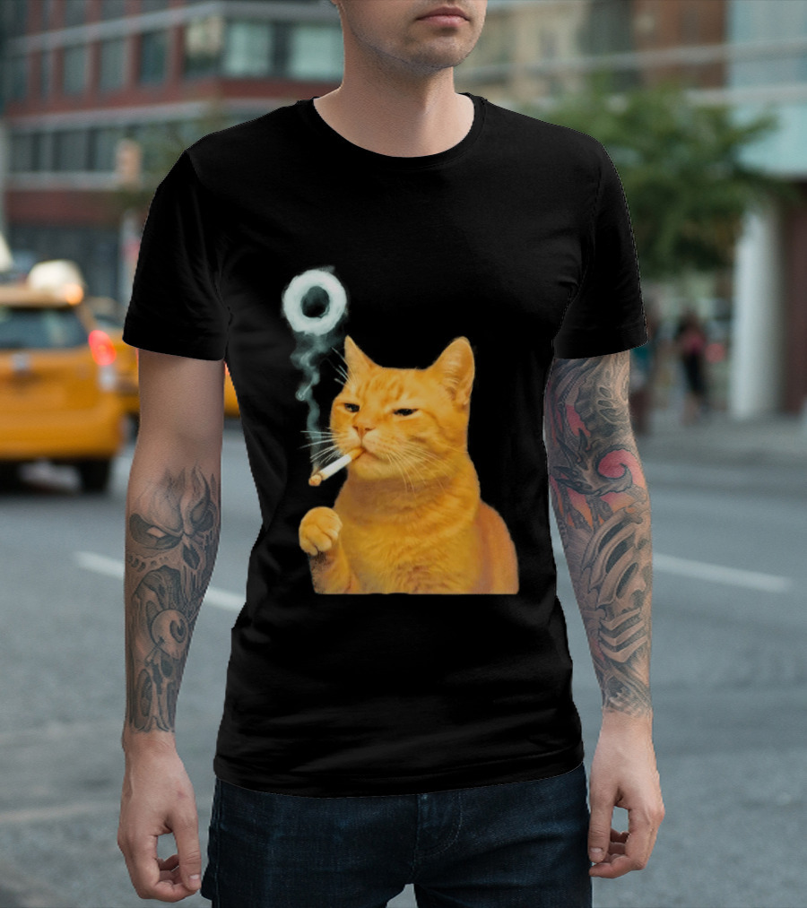 Smoking Cat With Cigarette And Smoke Ring T-Shirt