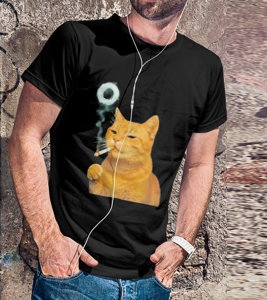 Smoking Cat With Cigarette And Smoke Ring T-Shirt