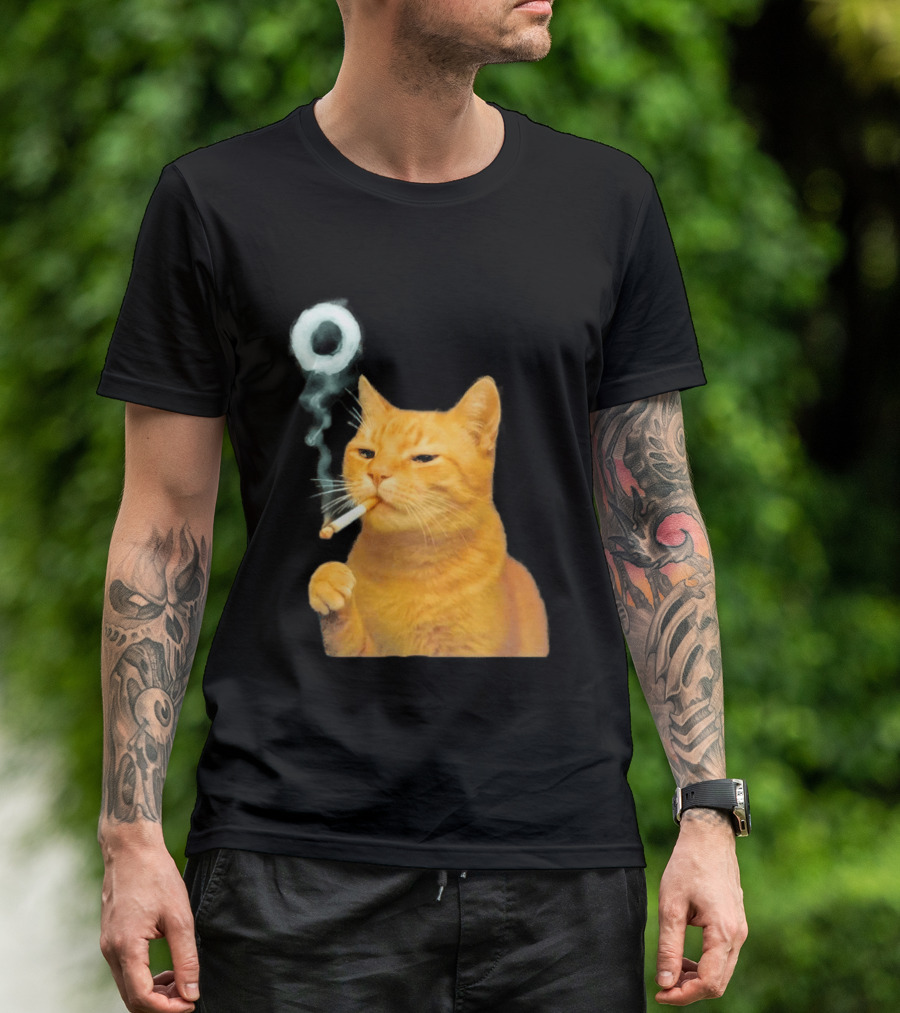 Smoking Cat With Cigarette And Smoke Ring T-Shirt