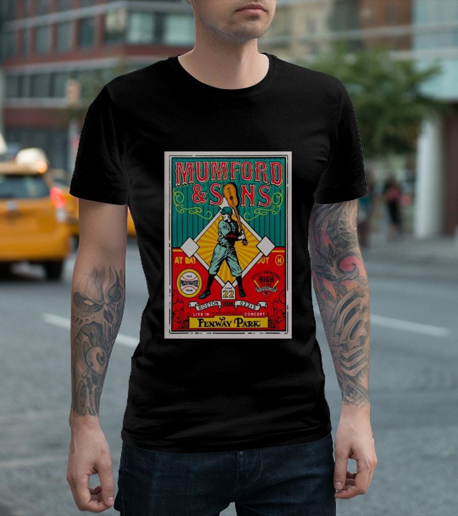 Mumford & Sons The Prizefighter Tour June 22 2026 Fenway Park Boston Concert T-Shirt