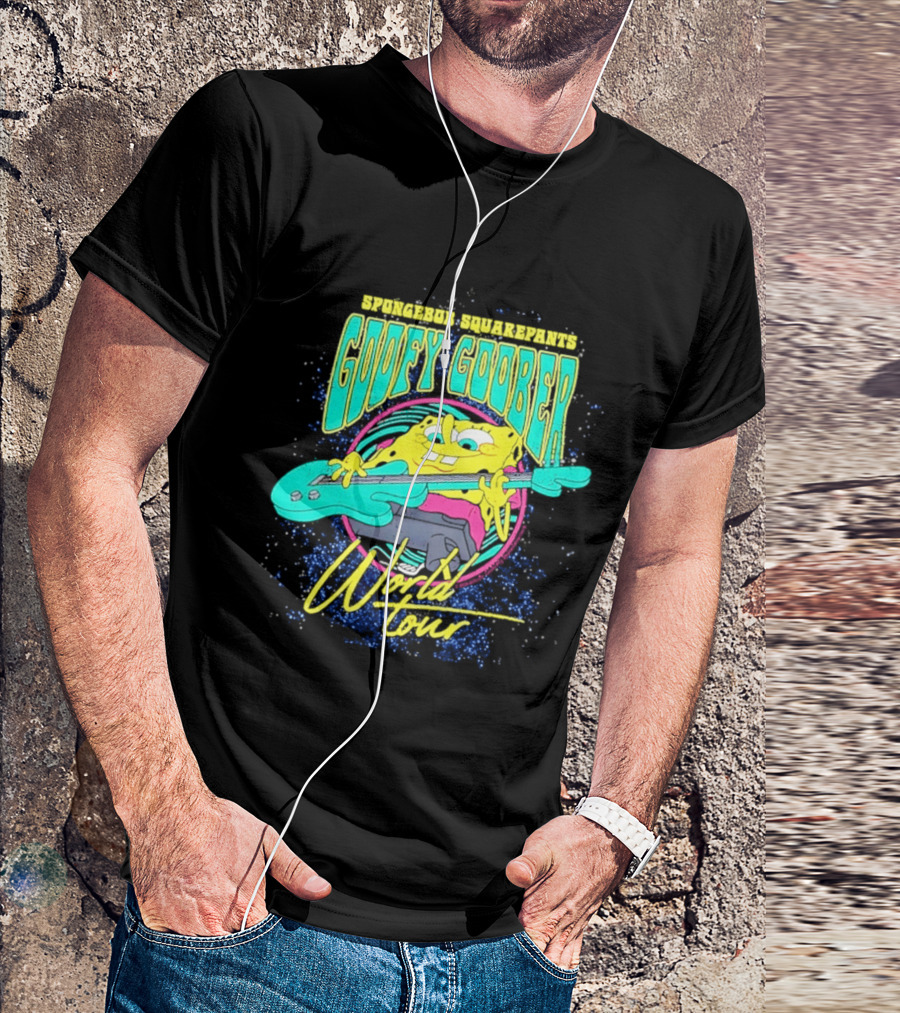 Sponge SquarePants Goofy Goober World Tour Rocking Out With Guitar T-Shirt