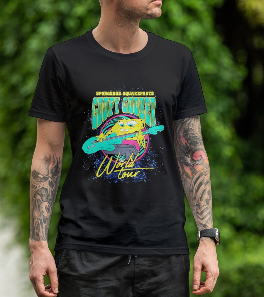 Sponge SquarePants Goofy Goober World Tour Rocking Out With Guitar T-Shirt