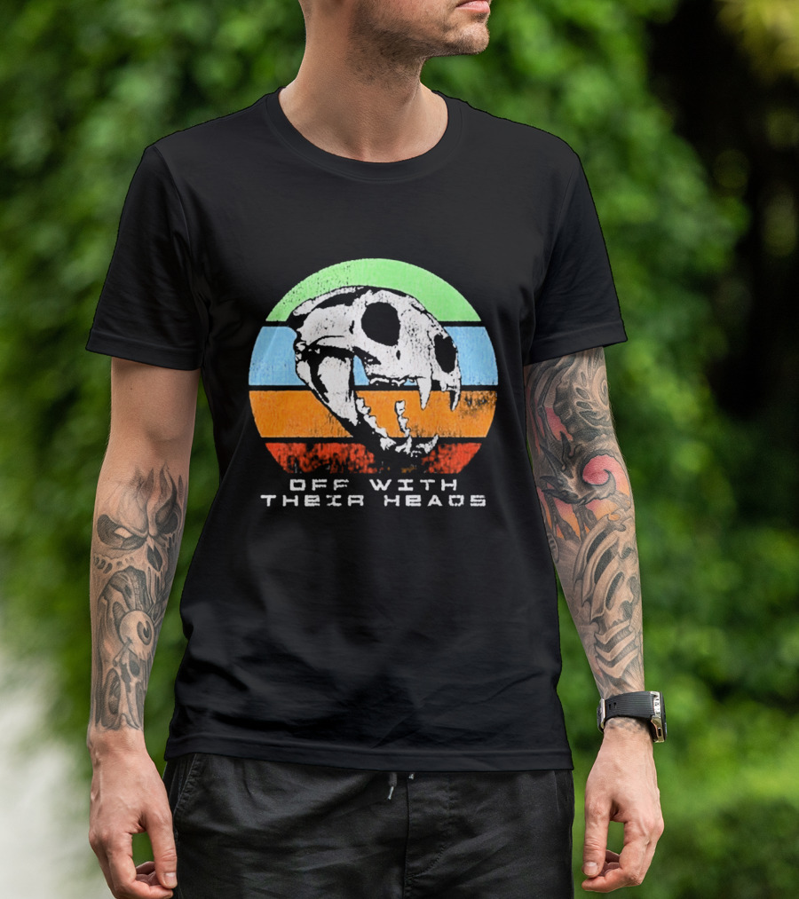 Off With Their Heads Skull Rainbow Stripes T-Shirt