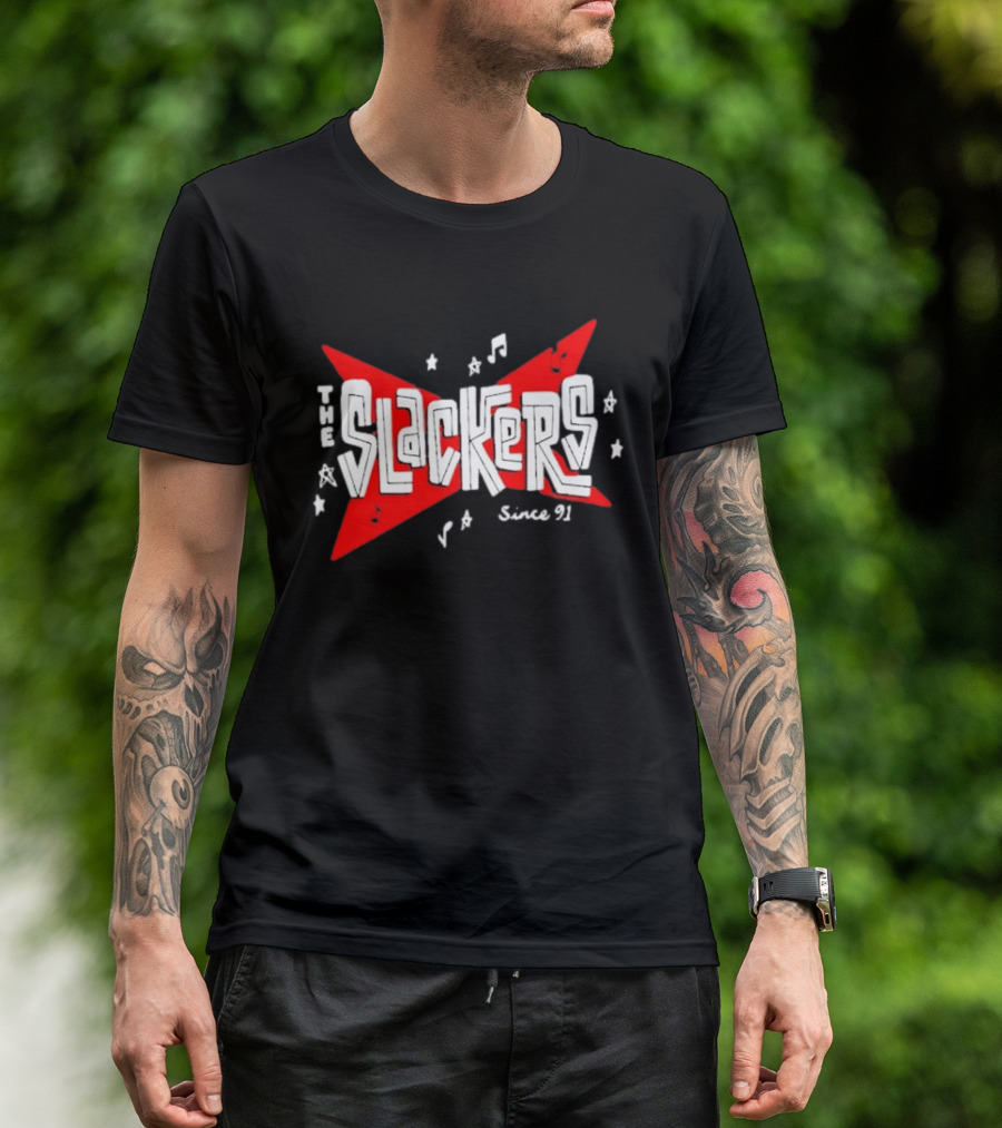 The Slackers Since 91 Tour Retro Music Notes And Stars T-Shirt