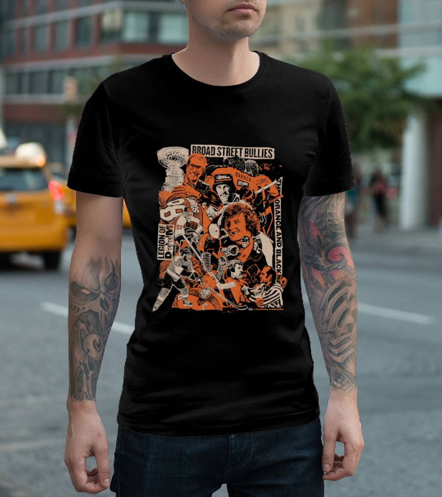Philadelphia Flyers Broad Street Bullies Legion Of Doom Orange And Black T-Shirt