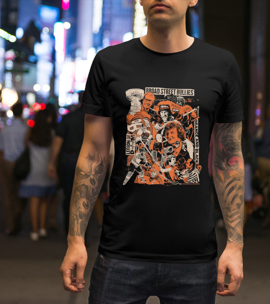 Philadelphia Flyers Broad Street Bullies Legion Of Doom Orange And Black T-Shirt